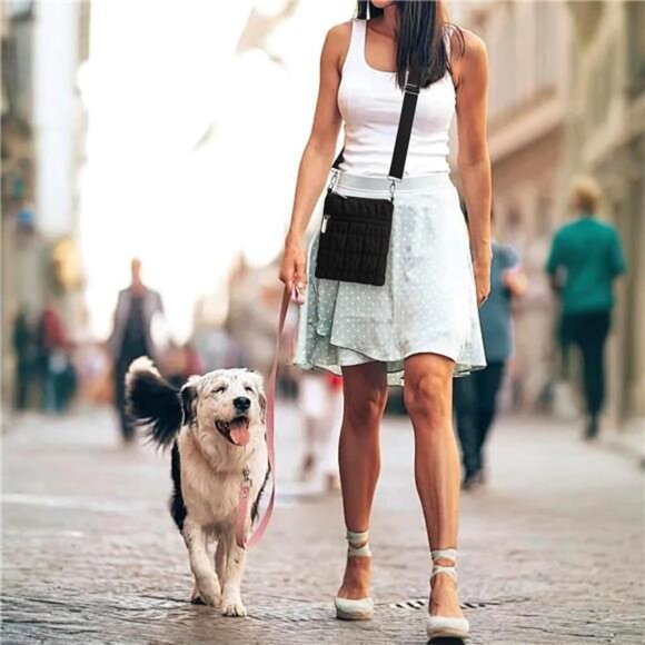 Black quilted crossbody bag lightweight puffer purse small shoulder bag for wome - Picture 3 of 8